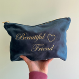 Velvet make up bag, personalised cosmetic organiser