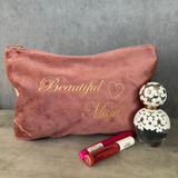 Velvet make up bag, personalised cosmetic organiser
