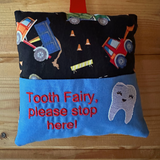 Tooth fairy cushion, digger/construction print