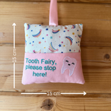Tooth fairy cushion, shooting star print