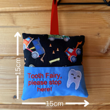 Tooth fairy cushion, digger/construction print