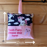 Tooth fairy cushion, unicorn print