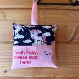 Tooth fairy cushion, unicorn print