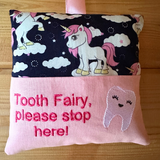 Tooth fairy cushion, unicorn print