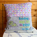 Purple Dinosaur Storybook Cushion