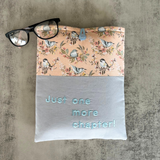 “Just one more chapter” Bird Book Sleeve, Fabric Book Sleeve, Book Pouch or Book Cosy, Reading Gift