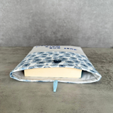 Book Sleeve in blue abstract print, Fabric Book Sleeve, Book Pouch or Book Cosy, Reading Gift