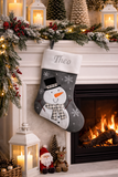 Personalised Snowman Christmas Stocking Grey