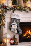 Personalised Penguin Christmas Stocking Grey