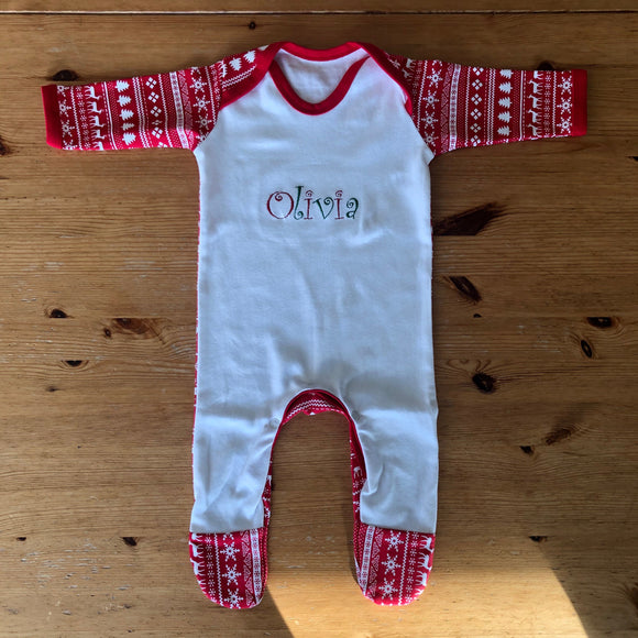 Personalised Red Christmas Baby Romper