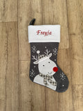 Personalised Knitted Reindeer Christmas Stocking
