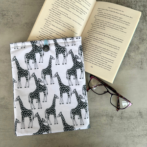 Giraffe Book Sleeve, Fabric Book Sleeve, Book Pouch or Book Cosy, Reading Gift