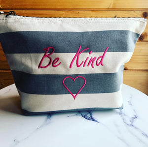 Nautical Stripe "Be Kind" Make-Up Bag