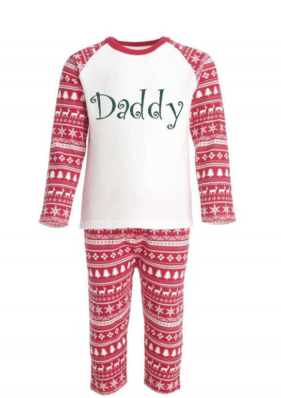 Mens Personalised Red Christmas Inspired Pyjamas