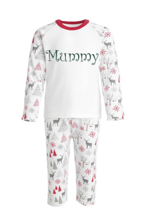 Ladies Personalised Grey And Red Reindeer Christmas Pyjamas