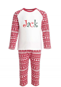 Children's Personalised Red Christmas Inspired Pyjamas