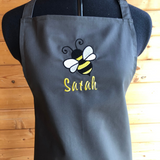 Personalised Grey Apron With Bee