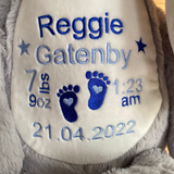Personalised bunny, perfect newborn baby gift!