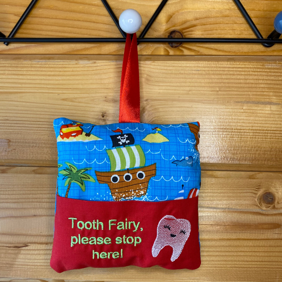 Tooth fairy cushion, pirate print